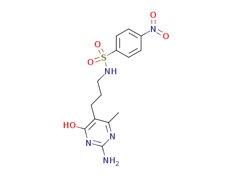 Molecular Structure of 17415-62-2 (N-[3-(2-amino-6-methyl-4-oxo-1,4-dihydropyrimidin-5-yl)propyl]-4-nitrobenzenesulfonamide)