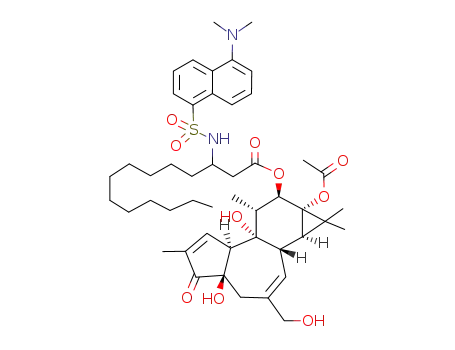 Molecular Structure of 93240-40-5 (O-(N-dansylamino-3-tetradecanoyl)-12,O-acetyl-13-phorbol)