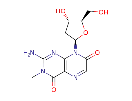 Molecular Structure of 170379-51-8 (3-Methyl-8-(2-deoxy-b-D-ribofuranosyl)isoxanthopterin)