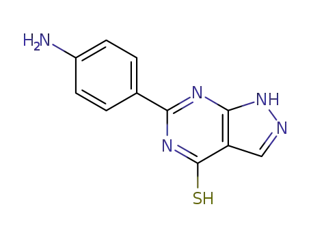 Molecular Structure of 15986-13-7 (6-(4-aminophenyl)-1,2-dihydro-4H-pyrazolo[3,4-d]pyrimidine-4-thione)