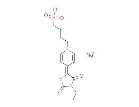 Molecular Structure of 18056-77-4 (1(4H)-Pyridinebutanesulfonic acid, 4-(3-ethyl-4-oxo-2-thioxo-5-thiazolidinylidene)-, sodium salt)