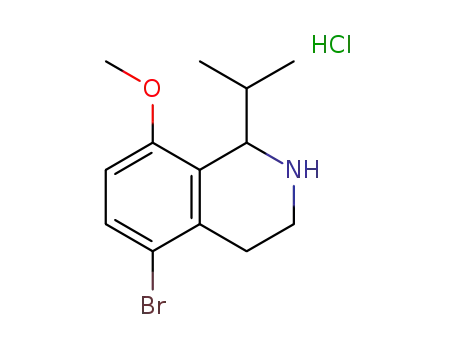 Molecular Structure of 1085539-01-0 (5-bromo-1-isopropyl-8-methoxy-1,2,3,4-tetrahydroisoquinoline hydrochloride)