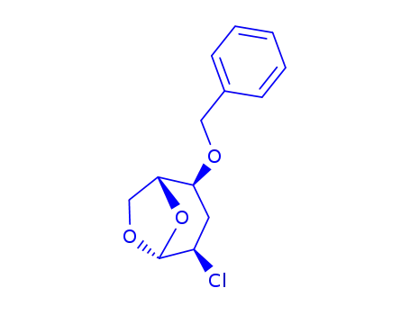 Molecular Structure of 112339-24-9 (.beta.-D-ribo-Hexopyranose, 1,6-anhydro-2-chloro-2,3-dideoxy-4-O-(phenylmethyl)-)