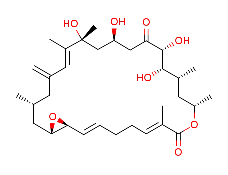 Molecular Structure of 155683-56-0 (9,27-Dioxabicyclo[24.1.0]heptacosa-2,6,20-triene-8,15-dione,13,14,17,19-tetrahydroxy-7,10,12,19,20,24-hexamethyl-22-methylene-, (1S,3E,7E,10S,12R,13S,14R,15E,17R,19R,24R,26S)-)