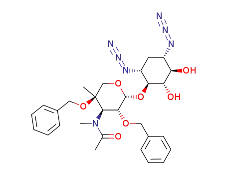 6-O-(3-N-acetyl-3-amino-2,4-di-O-benzyl-3-N-methyl-4C-methyl-3-deoxy-β-L-arabinopyranosyl)-1,3-diazido-1,3-diazido-1,3-deamino-2-deoxystreptamine