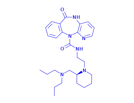 Molecular Structure of 118290-26-9 (N-[2-[2-[(Dipropylamino)methyl]-1-piperidinyl]ethyl]-5,6-dihydro-6-oxo-11H-pyrido[2,3-b][1,4]benzodiazepine-11-carboxamide)