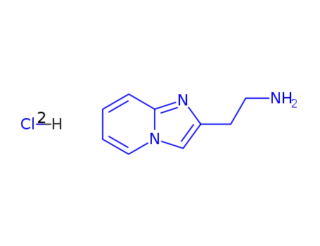Molecular Structure of 51132-02-6 (Imidazo[1,2-a]pyridine-2-ethanamine, hydrochloride (1:2))