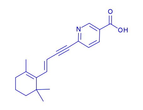 Molecular Structure of 116627-76-0 (6-(4-(2,6,6-Trimethyl-1-cyclohexen-1-yl)-3-buten-1-ynyl)-3-pyridinecar boxylic acid)