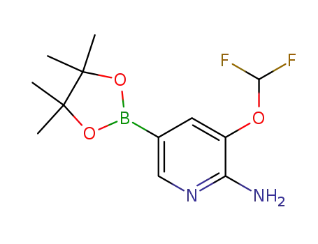 Molecular Structure of 1188302-00-2 (3-(difluoromethoxy)-5-(4,4,5,5-tetramethyl-1,3,2-dioxaborolan-2-yl)pyridin-2-amine)