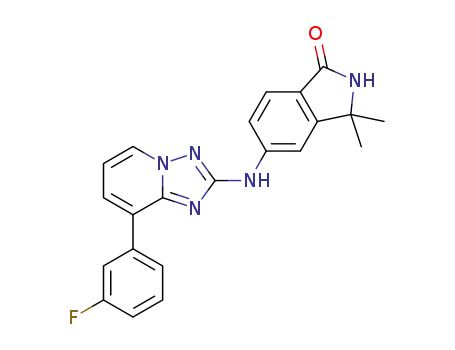 Molecular Structure of 1202619-60-0 (5-(8-(3-fluorophenyl)-[1,2,4]triazolo[1,5-a]pyridin-2-ylamino)-3,3-dimethylisoindolin-1-one)