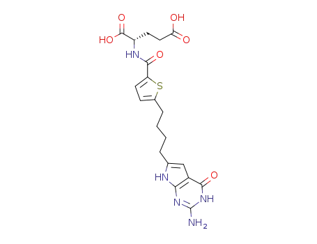 Molecular Structure of 1207641-02-8 (L-Glutamic acid, N-[[5-[4-(2-amino-4,7-dihydro-4-oxo-3H-pyrrolo[2,3-d]pyrimidin-6-yl)butyl]-2-thienyl]carbonyl]-)