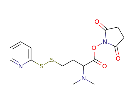 Molecular Structure of 1193111-73-7 (Butanoic acid, 2-(dimethylamino)-4-(2-pyridinyldithio)-, 2,5-dioxo-1-pyrrolidinyl ester)