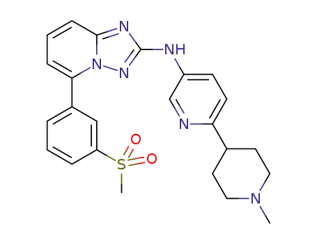 Molecular Structure of 1202490-34-3 (N-(6-(1-methylpiperidin-4-yl)pyridin-3-yl)-5-(3-(methylsulfonyl)phenyl)-[1,2,4]triazolo[1,5-a]pyridin-2-amine)