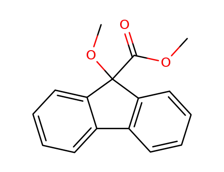 Molecular Structure of 146464-79-1 (9H-Fluorene-9-carboxylic acid, 9-methoxy-, methyl ester)