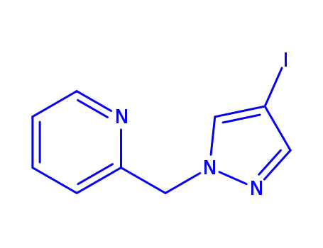 Molecular Structure of 1215206-19-1 (2-((4-Iodo-1H-pyrazol-1-yl)methyl)pyridine)
