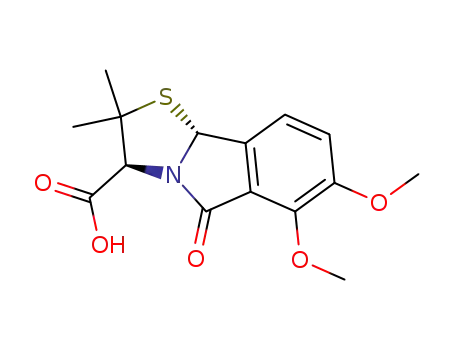 Molecular Structure of 97272-80-5 ((3S,10R)-2,3,5,10-Tetrahydro-6,7-dimethoxy-2,2-dimethyl-5-oxo-<1,3>-thiazolo<2,3-a>isoindol-3-carbonsaeure)