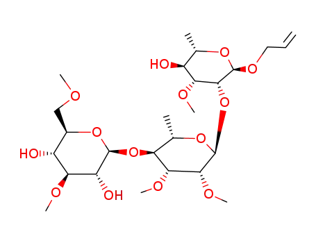 Molecular Structure of 121333-93-5 (allyl 2-O-(4-O-(3,6-di-O-methyl-beta-glucopyranosyl)-2,3-di-O-methyl-alpha-rhamnopyranosyl)-3-O-methyl-alpha-rhamnopyranoside)