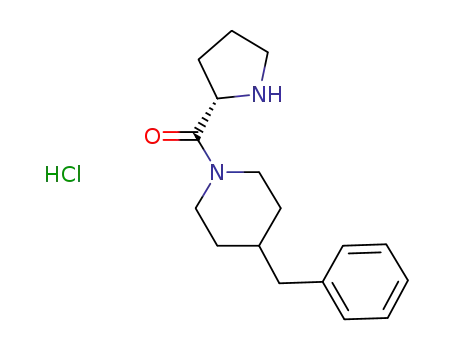 Molecular Structure of 354564-04-8 (Piperidine, 4-(phenylmethyl)-1-[(2S)-2-pyrrolidinylcarbonyl]-,
monohydrochloride)