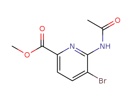 Molecular Structure of 178876-84-1 (6-Acetylamino-5-bromo-pyridine-2-carboxylic acid methyl ester)