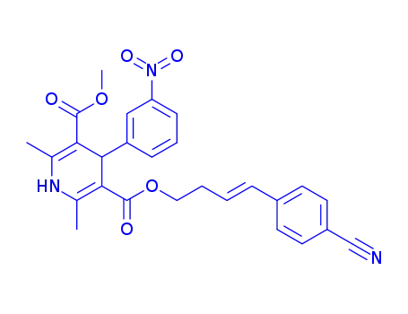 Molecular Structure of 102106-25-2 ((3E)-4-(4-cyanophenyl)but-3-en-1-yl methyl 2,6-dimethyl-4-(3-nitrophenyl)-1,4-dihydropyridine-3,5-dicarboxylate)