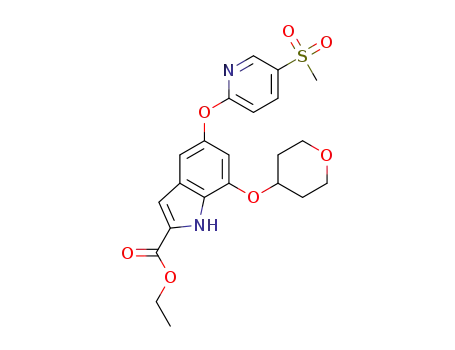 ethyl 5-{[5-(methylsulfonyl)pyridin-2-yl]oxy}-7-(tetrahydro-2H-pyran-4-yloxy)-1H-indole-2-carboxylate
