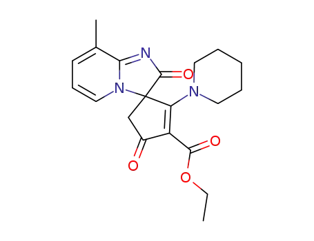 Molecular Structure of 1256269-87-0 (ethyl 8-methyl-2,4-dioxo-2-(piperidin-1-yl)-2H-spiro[cyclopentane-1,3-imidazo[1,2-a]pyridin]-2-ene-3-carboxylate)