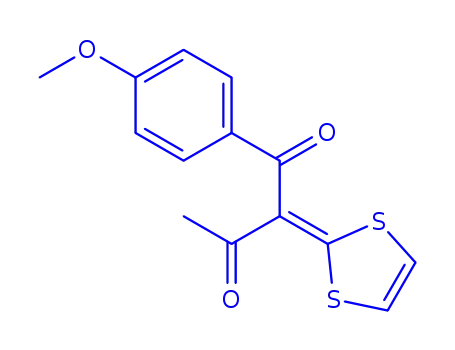 Molecular Structure of 100673-15-2 (2-(1,3-dithiol-2-ylidene)-1-(4-methoxyphenyl)butane-1,3-dione)