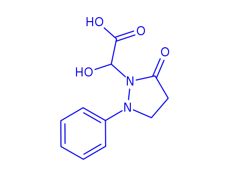 Molecular Structure of 100944-16-9 (1-Pyrazolidineacetic  acid,  -alpha--hydroxy-5-oxo-2-phenyl-)