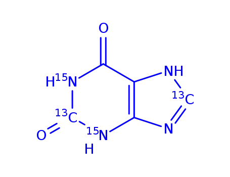 Molecular Structure of 1262670-81-4 ([<sup>13</sup>C<sub>2</sub>,<sup>15</sup>N<sub>2</sub>]xanthine)