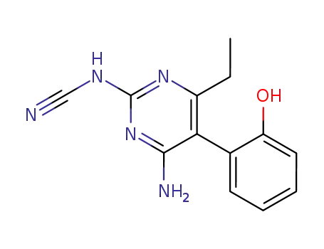 Molecular Structure of 29936-08-1 ([4-amino-6-ethyl-5-(2-hydroxy-phenyl)-pyrimidin-2-yl]-cyanamide)