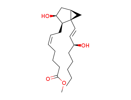 Molecular Structure of 71069-94-8 (methyl 9α,15α-dihydroxy-11-deoxy-11α,12α-methanoprosta-5-cis-13-trans-dienoate)