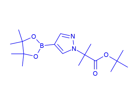 Molecular Structure of 1006876-29-4 (tert-butyl 2-methyl-2-(4-(4,4,5,5-tetramethyl-1,3,2- dioxaborolan-2-yl)-1H-pyrazol-1-yl)propanoate)