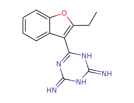 Molecular Structure of 29936-16-1 (6-(2-ethyl-benzofuran-3-yl)-[1,3,5]triazine-2,4-diamine)
