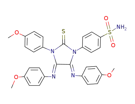 Molecular Structure of 128944-80-9 (4-{3-(4-methoxyphenyl)-4,5-bis[(4-methoxyphenyl)imino]-2-thioxoimidazolidin-1-yl}benzenesulfonamide)