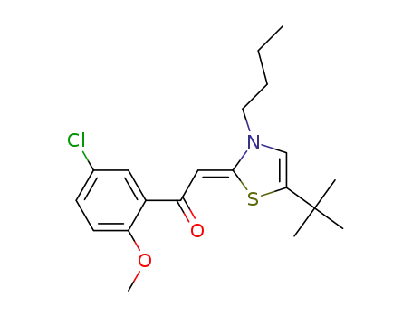 Molecular Structure of 1029970-87-3 (Ethanone, 2-[3-butyl-5-(1,1-dimethylethyl)-2(3H)-thiazolylidene]-1-(5-chloro-2-methoxyphenyl)-, (2Z)-)