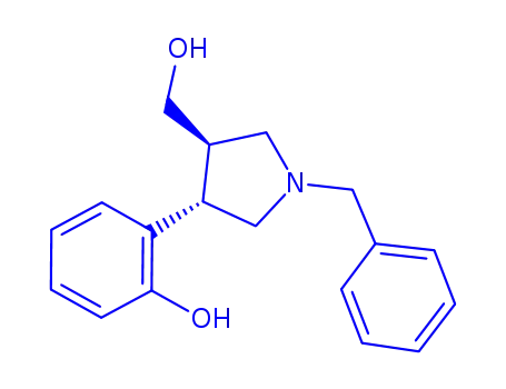 Molecular Structure of 1033463-29-4 (2-[1-benzyl-4-(hydroxymethyl)tetrahydro-1H-pyrrol-3-yl]benzenol)