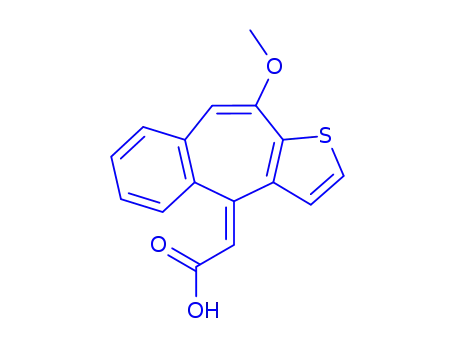 Molecular Structure of 98320-25-3 ((E)-(10-methoxy-4H-benzo[4,5]cyclohepta[1,2-b]thiophen-4-ylidene)acetic acid)