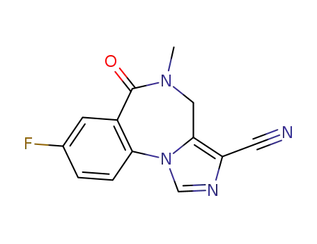 Molecular Structure of 78755-89-2 (8-fluoro-5,6-dihydro-5-methyl-6-oxo-4H-imidazo[1,5-a][1,4]benzodiazepine-3-carbonitrile)