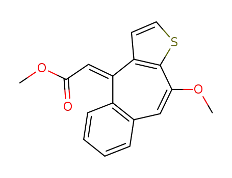 Molecular Structure of 98320-27-5 (methyl (10-methoxy-4H-benzo<4,5>cyclohepta<1,2-b>thiophen-4-ylidene)acetate)