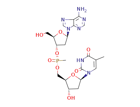 Molecular Structure of 71790-90-4 ((S)-Methyl-phosphonic acid (2R,3S,5R)-5-(6-amino-purin-9-yl)-2-hydroxymethyl-tetrahydro-furan-3-yl ester (2R,3S,5R)-3-hydroxy-5-(5-methyl-2,4-dioxo-3,4-dihydro-2H-pyrimidin-1-yl)-tetrahydro-furan-2-ylmethyl ester)