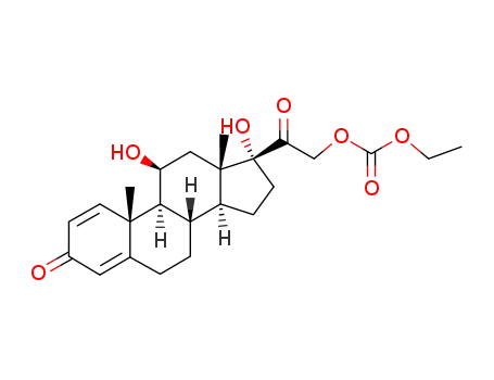Molecular Structure of 2205-88-1 (Pregna-1,4-diene-3,20-dione, 21-[(ethoxycarbonyl)oxy]-11,17-dihydroxy-, (11b)-)