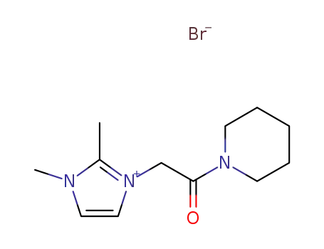 Molecular Structure of 1456904-77-0 (1,2-dimethyl-3-[2-oxo-2-(1-piperidinyl)ethyl]-1H-imidazolium bromide)