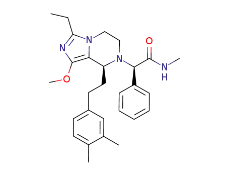Molecular Structure of 1036401-98-5 (Imidazo[1,5-a]pyrazine-7(8H)-acetamide, 8-[2-(3,4-dimethylphenyl)ethyl]-3-ethyl-5,6-dihydro-1-methoxy-N-methyl-α-phenyl-, (αR,8S)-)