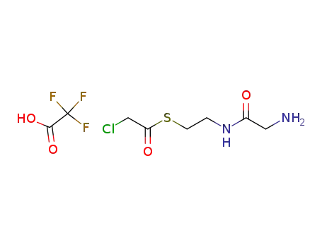 Molecular Structure of 104071-79-6 (2-({2-[(chloroacetyl)sulfanyl]ethyl}amino)-2-oxoethanaminium trifluoroacetate)