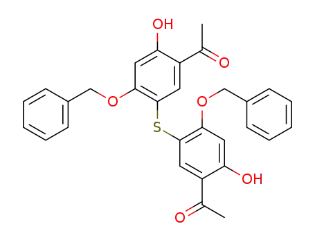 Molecular Structure of 56923-49-0 (bis-(5-acetyl-2-benzyloxy-4-hydroxy-phenyl)-sulfide)