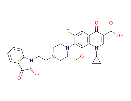 1-cyclopropyl-6-fluoro-8-methoxy-7-[4-(2-isatinylethyl)piperazin-1-yl]-1,4-dihydro-4-oxoquinoline-3-carboxylic acid