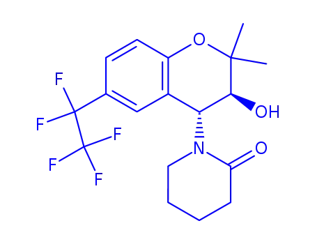 Molecular Structure of 131899-25-7 (1-[(3S,4R)-3-hydroxy-2,2-dimethyl-6-(pentafluoroethyl)-3,4-dihydro-2H-chromen-4-yl]piperidin-2-one)