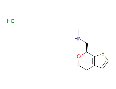 Molecular Structure of 1310422-41-3 ((S)-1-(4,7-dihydro-5H-thieno[2,3-c]pyran-7-yl)-N-methylmethanamine hydrochloride)