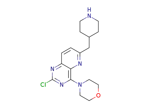 Molecular Structure of 1332076-38-6 (4-(2-chloro-6-(piperidin-4-ylmethyl)pyrido[3,2-d]pyrimidin-4-yl)morpholine)