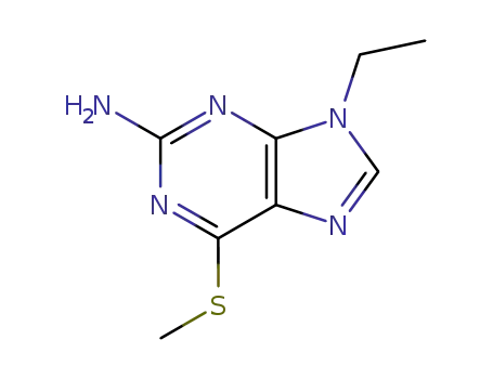 Molecular Structure of 13153-64-5 (9-ethyl-6-(methylsulfanyl)-9H-purin-2-amine)